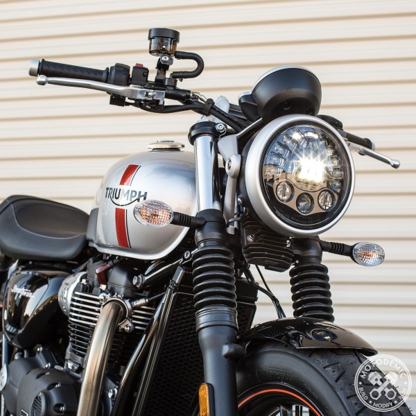 Motodemic LED Headlight Conversion Kit for the Triumph Street Twin Motodemic LED Headlight Conversion Kit for the Triumph Street Twin